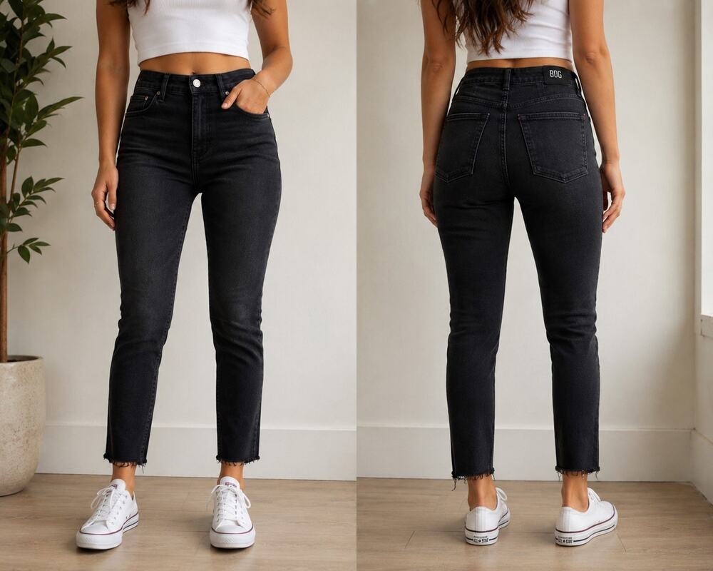 BDG Urban Outfitters High Rise Skinny Jeans Black Raw Hem Stretch Size 27